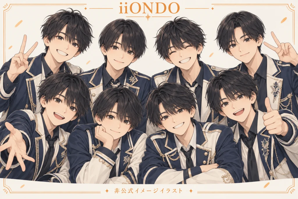 iiONDOをテーマにした男性8人の非公式イメージイラスト