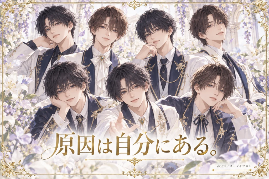 原因は自分にある。をイメージした非公式アニメ風グループイラスト